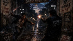 Ilustrasi lokasi dugaan penembakan dan pembacokan di Gang Angket Tanjung Hilir Pontianak yang masih dalam penyelidikan polisi.