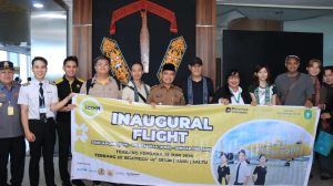 Penerbangan perdana Scoot Airlines Pontianak Singapura di Bandara Supadio.