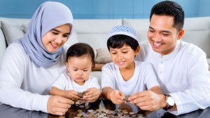 Ilustrasi masyarakat mengelola keuangan selama Ramadan menggunakan layanan digital Bank Kalbar.